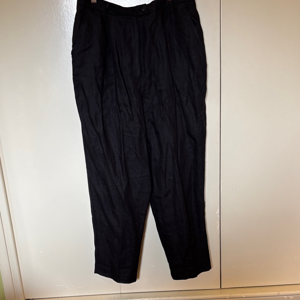 Talbots Women’s Black 100% Linen Pants Size 16 Petite